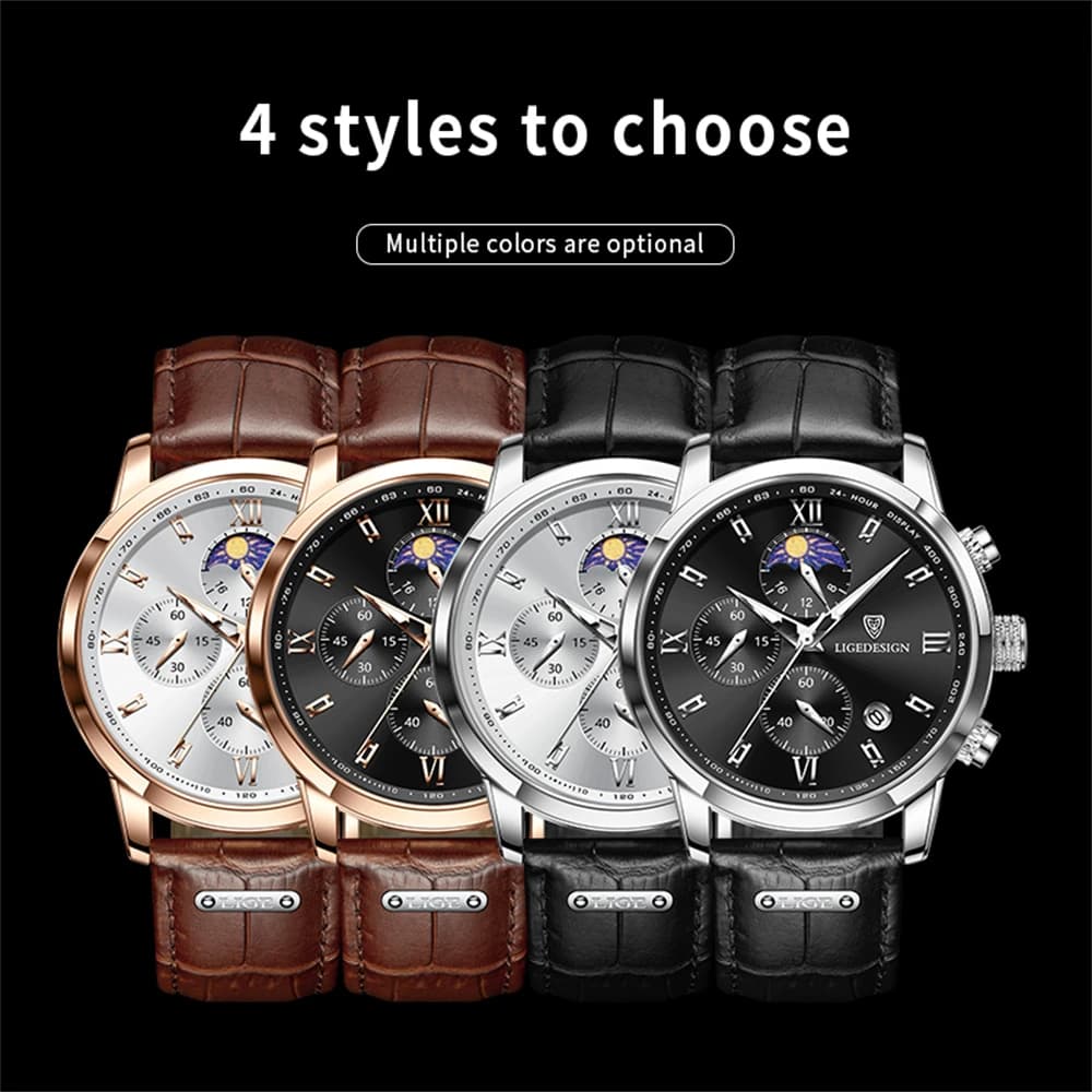 New Men's Watches LIGE Top Brand Luxury Men Wrist Watch Leather Quartz Watch Sports Waterproof Male Clock Relogio Masculino+Box - 6