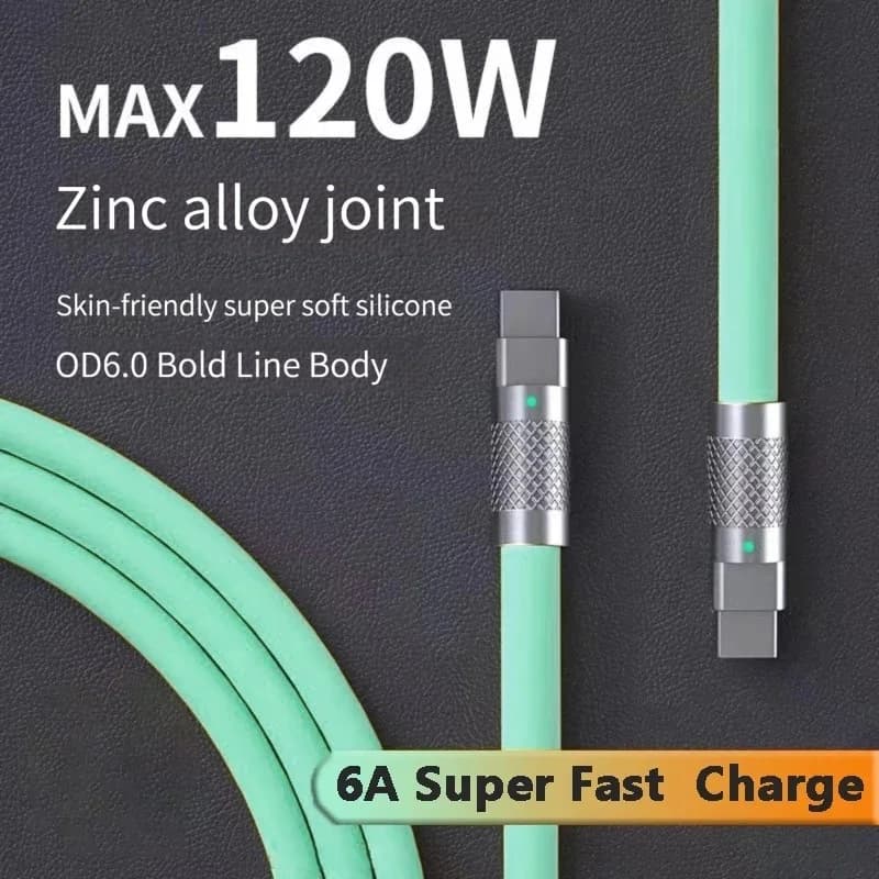120w 6a Super Fast Charge PD Type C Liquid Silicone Cable Quick Charge 1M 2M Usb Cable Usb C to C Charger Cable for iPhone 16