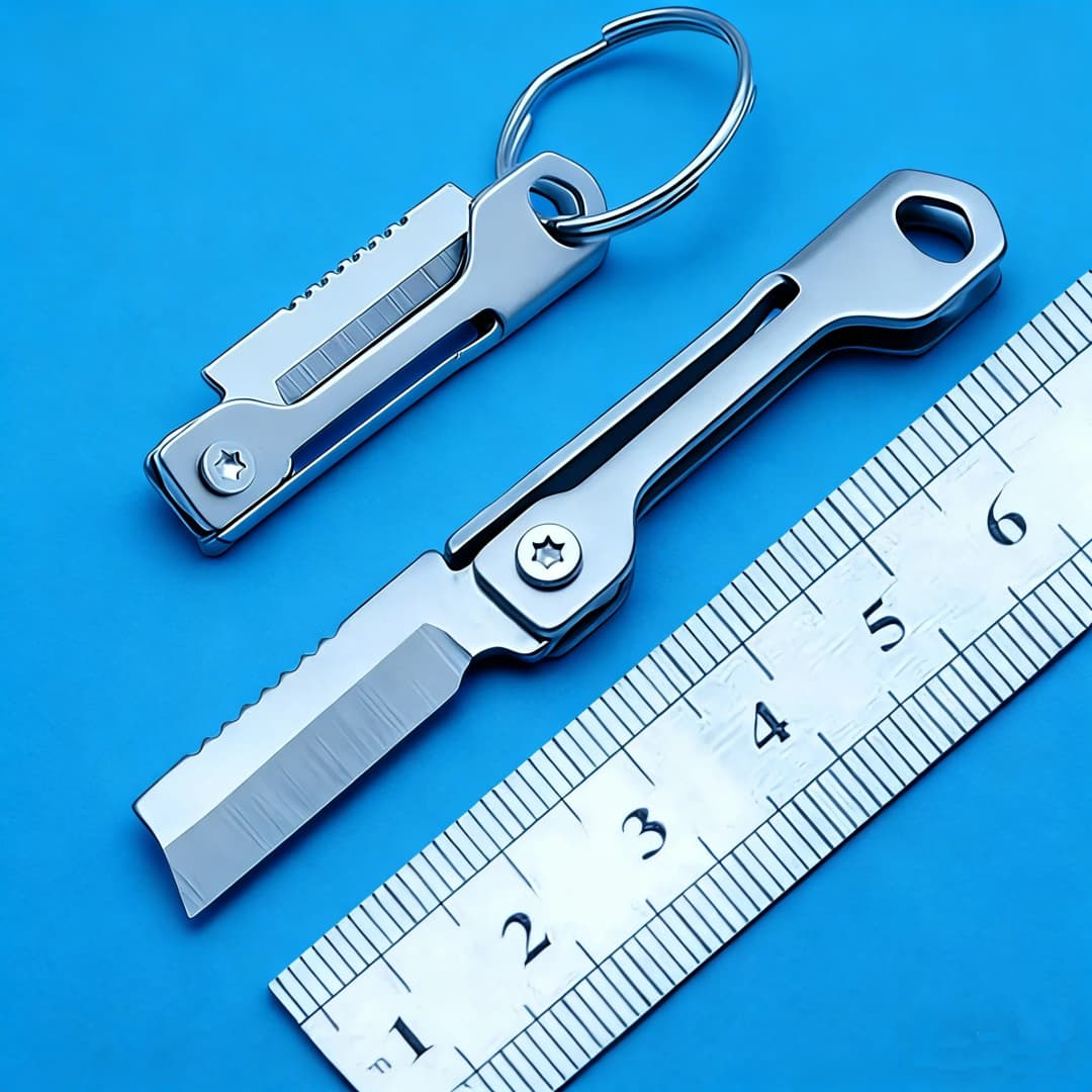 1Pc Outdoor Camping Supplies Stainless Steel Mini Folding Knife Square Head Multi-function Pocket Knife Keychain Pendant - 6