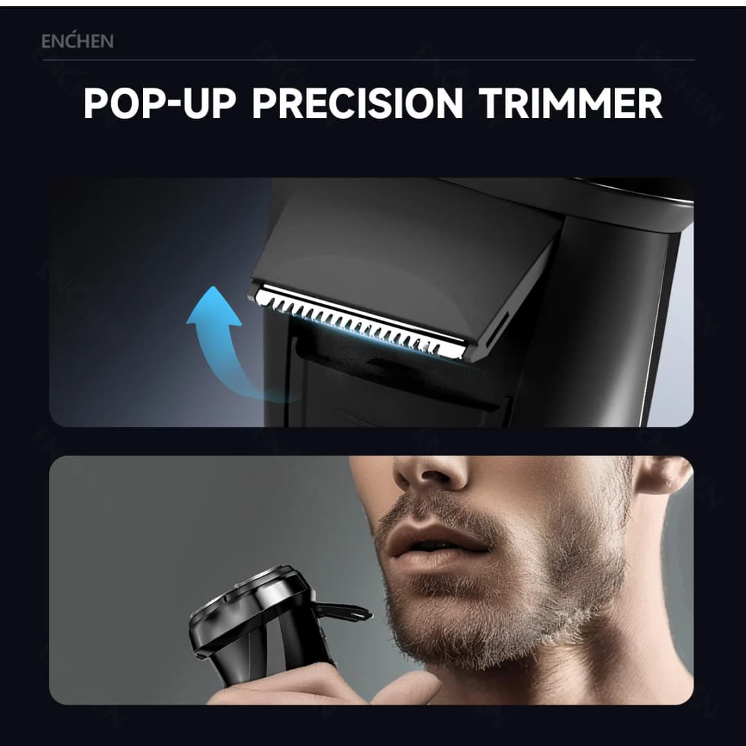 ماكينة حلاقة كهربائية ENCHEN 3D Blackstone 3 مقاومة للماء IPX7، للاستخدام الجاف والمبلل، بشاشة رقمية للوجه واللحية للرجال - 3