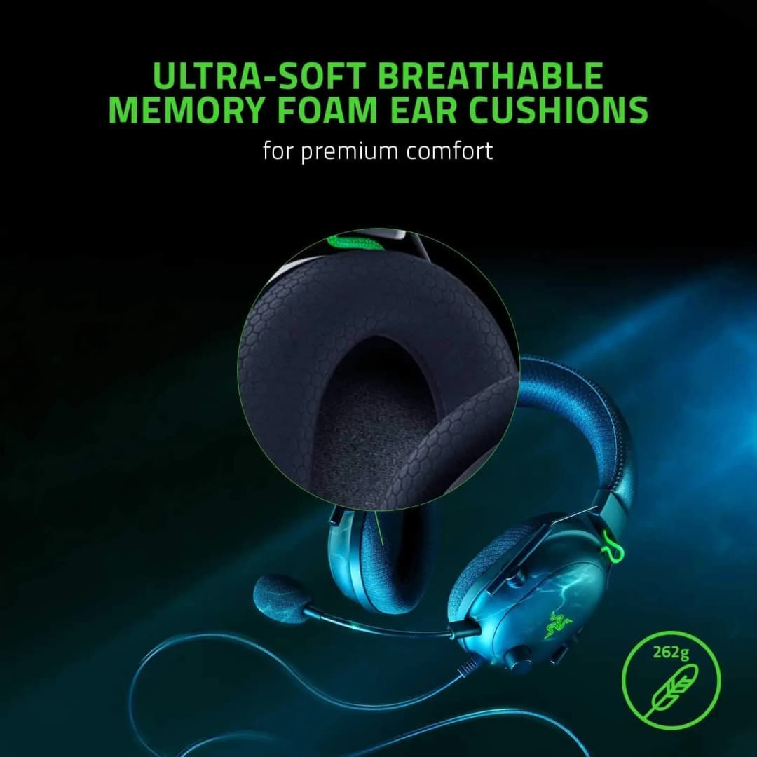 سماعات رأس للألعاب مزودة ببطاقة صوت USB من Razer BlackShark V2 مع ميكروفون سلكي مثبت على الرأس وتقليل الضوضاء السلبي وضبط EQ - 3