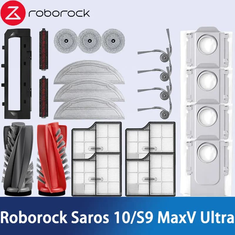 Roborock Saros 10/Roborock S9 MaxV Ultra Robot Vacuum Spare Parts Main Side Brushes Mop Cloths HEPA Filters Dust Bags Accessorie