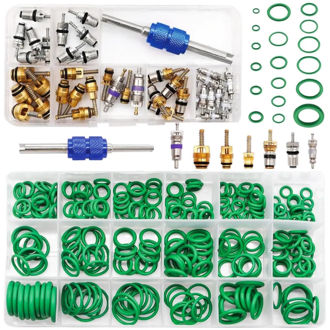 مجموعة إصلاح مكيف السيارة R12 R134a صمامات تبريد الإطارات حلقات O-Ring لأختام ضاغط مكيف الهواء