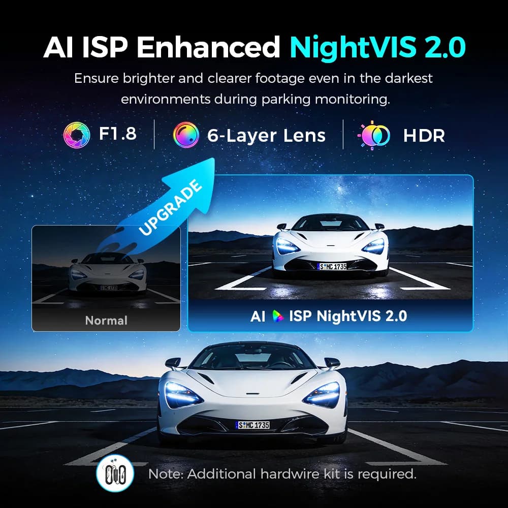 كاميرا سيارة DDPAI N5 مزدوجة بدقة 4K HDR مع رؤية ليلية بالذكاء الاصطناعي، واي فاي 6، GPS، ADAS، تحكم صوتي، وضع ركن 24 ساعة، ذاكرة 32 جيجا eMMC - 6