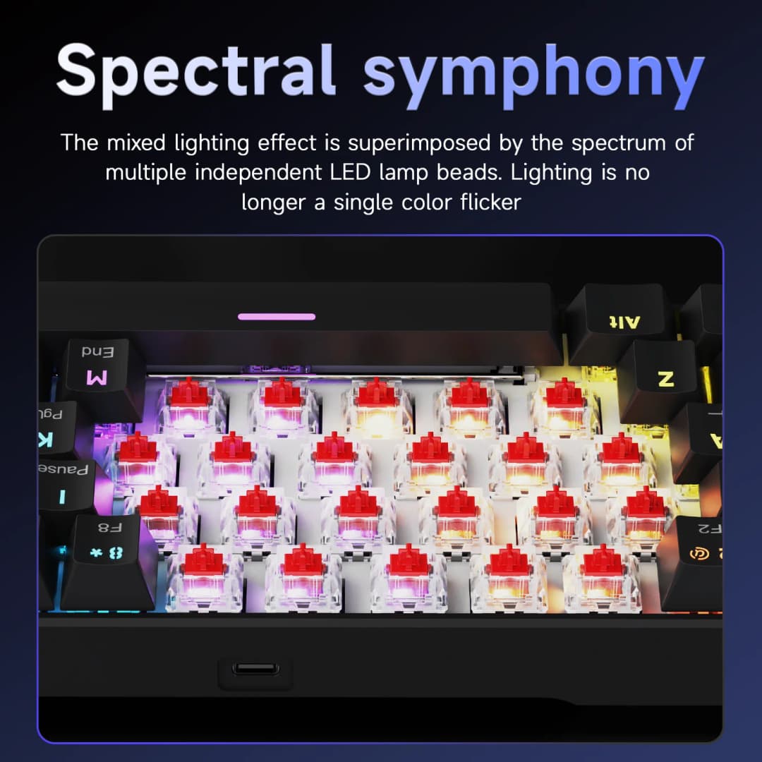 لوحة مفاتيح ميكانيكية سلكية للألعاب AJAZZ NK61 60% RGB قابلة للتبديل السريع 61 مفتاحًا لوحة مفاتيح صغيرة بمفتاح أحمر لألعاب الكمبيوتر - 3