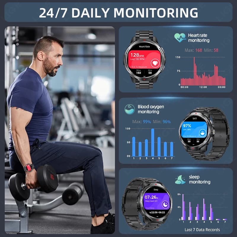 LIGE 1100mAh Battery Smart Watches For Man Outdoor Sport LED Flashlight Compass Men’s Smartwatch Bluetooth Call Men 2026 Watches - 5