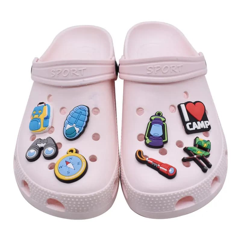 جديد 1 قطعة الحب مخيم السفر أحذية الحفلات السحر ل Crocs قباقيب ذاتية الصنع الاطفال دبوس الديكور الجينز إكسسوارات أحذية X-mas بالجملة - 2