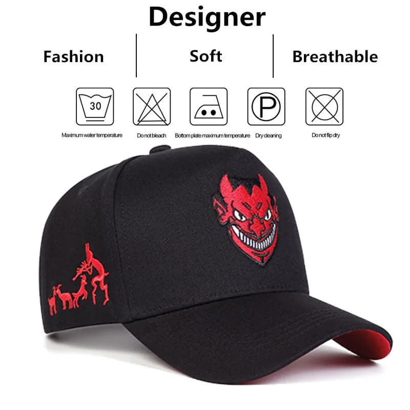 Unisex Devil Embroidery Baseball Caps Spring Autumn Outdoor Adjustable Casual Hats Sunscreen Hat Sports Cap - 6