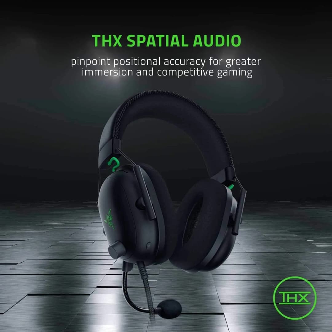سماعات رأس للألعاب مزودة ببطاقة صوت USB من Razer BlackShark V2 مع ميكروفون سلكي مثبت على الرأس وتقليل الضوضاء السلبي وضبط EQ - 2