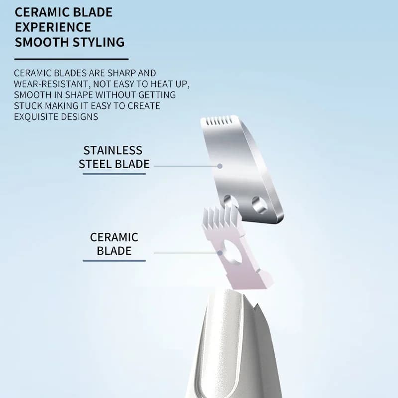 مشذب كهربائي للحيوانات الأليفة مع إضاءة LED مقاوم للماء لتشذيب شعر القدمين للحيوانات الأليفة بضوضاء منخفضة لوجه وقدم وأذن ومخالب القطط والكلاب - 3
