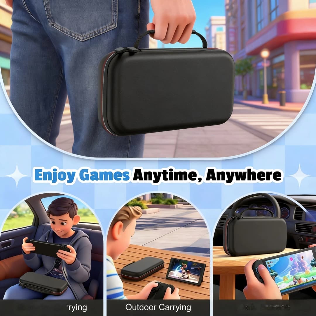 حقيبة حمل متوافقة مع Switch 2، خفيفة الوزن وسعة كبيرة، مقاومة للماء لحماية إكسسوارات الجهاز - 3