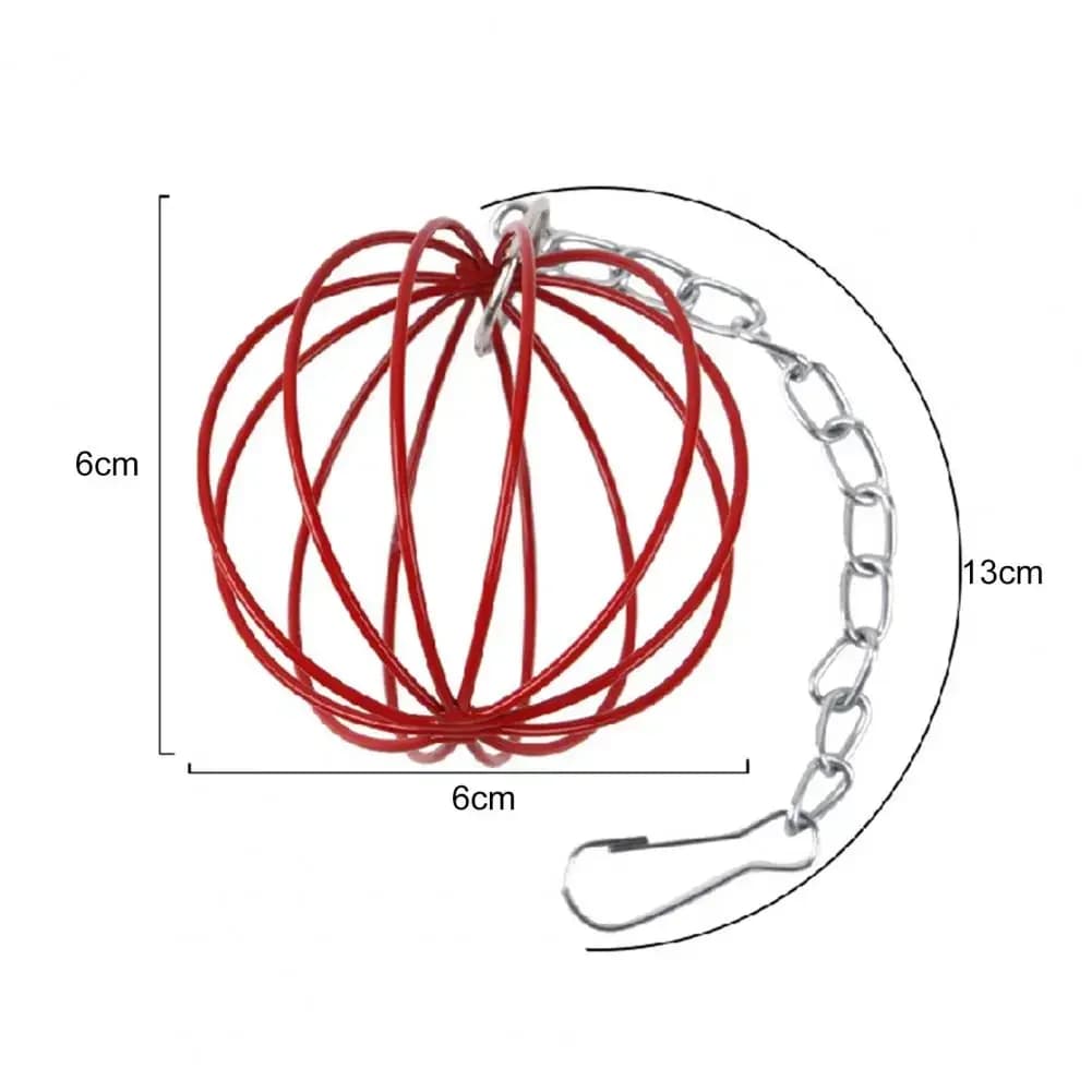 كرة علف معلقة بسلسلة طويلة، رف معدني صغير، مغذي علف للخنازير الغينية، لعبة للحيوانات الأليفة - 6
