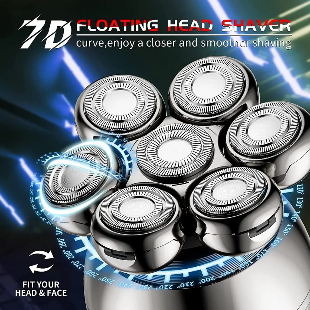 7D Floating Cutter Electric Shaver Head Base Charging Portable Men Beard Trimmer Clipper Skull Shaver Waterproof Shaving - 2