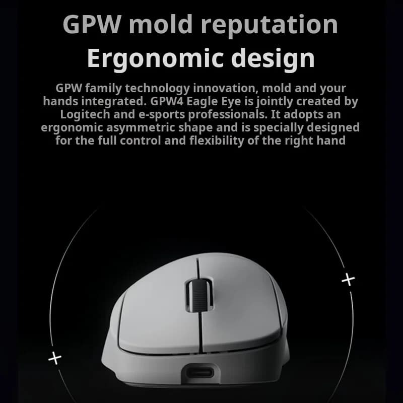 ماوس الألعاب اللاسلكي Logitech G GPW 4 Eagle Eye، الجيل الرابع من GPW للرياضات الإلكترونية، ماوس ميكانيكي ثنائي الوضع مريح وخفيف الوزن للغاية، G - 3