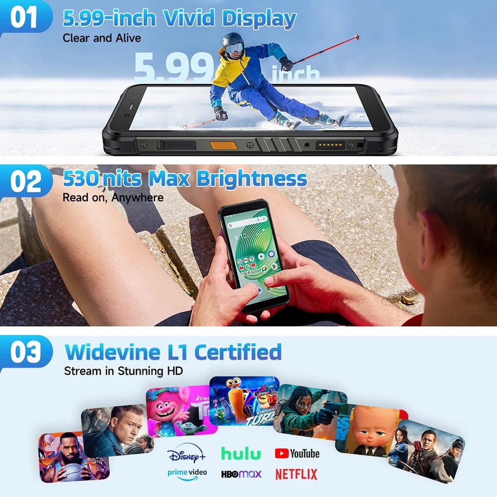 【جديد 2025】 هاتف Ulefone RugKing 4G متين بنظام أندرويد 15 وذاكرة تصل إلى 16 جيجابايت + 256 جيجابايت ومقاوم للماء وبطارية 9600 مللي أمبير وكاميرا 50 ميجابكسل وNFC، نسخة عالمية - 4