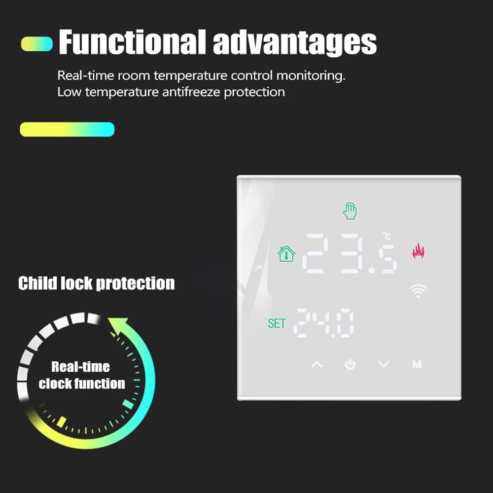Smart Temperature Remote Controller M3H Tuya WiFi Thermostat 3A 16A LCD Display Touch Screen for Water/Electric Floor/Gas Boiler - 6