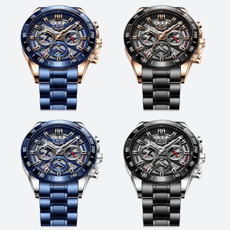 LIGE 2024 New Men Watch Top Brand Luxury Hollow Watch Men Waterproof Sport Quartz Chronograph Wrist Watch Man Relogio Masculino - 6