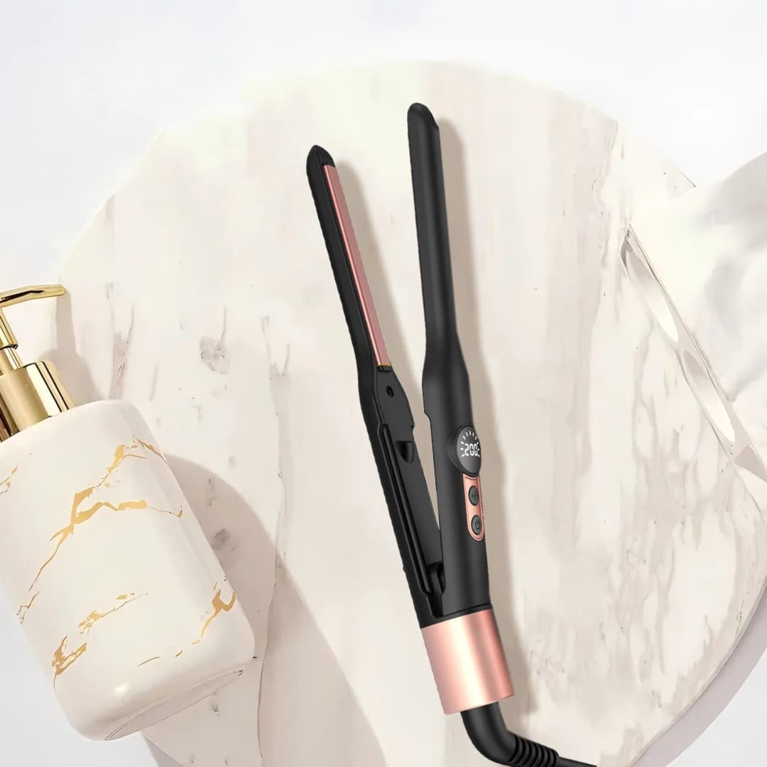 Mini Flat Iron Hair Straightener 1/3 Inch Pencil Flat Iron for Women Portable Travel Straightener and Curler 2 in 1 - 2