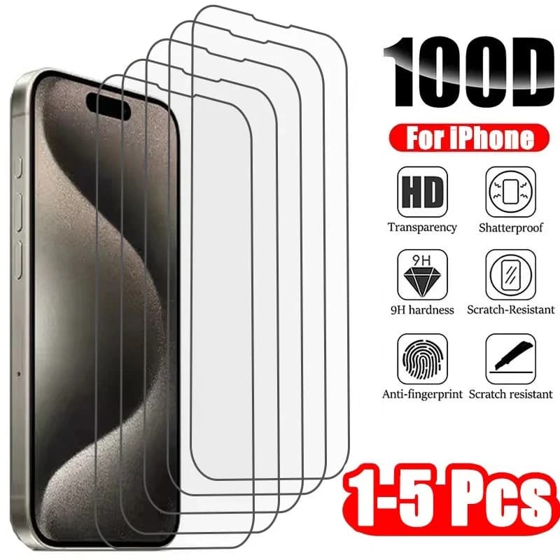 1-5 قطع زجاج مقوى لـ آيفون 16 15 14 13 12 11 برو ماكس واقي شاشة لـ آيفون 7 8 SE X XS XR فيلم زجاج حماية
