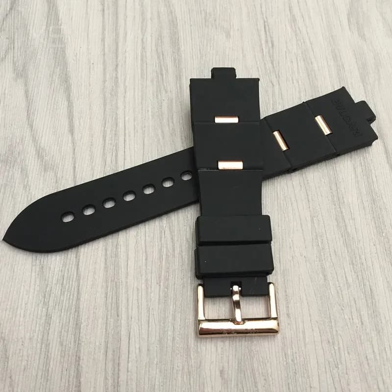 For Bulgari  Rubber Watch Strap with Convex Interface Men's and Women's Soft and Comfortable Watch Accessories 22x8mm 24x8mm - 5
