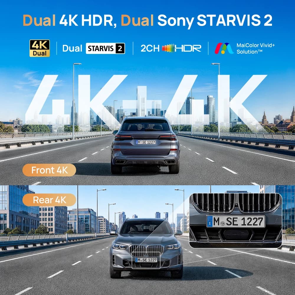 70mai Dash Cam Dual 4K A900 Ultra Set IMX678+IMX678 Voice Control Supercapacitor 4G LTE - 2