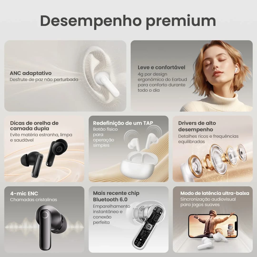 HAYLOU HQ5 ANC Wireless Earphones Bluetooth 6.0 Noise Cancelling Sports Earphones with 4 Microphones ENC Call Feature - 2