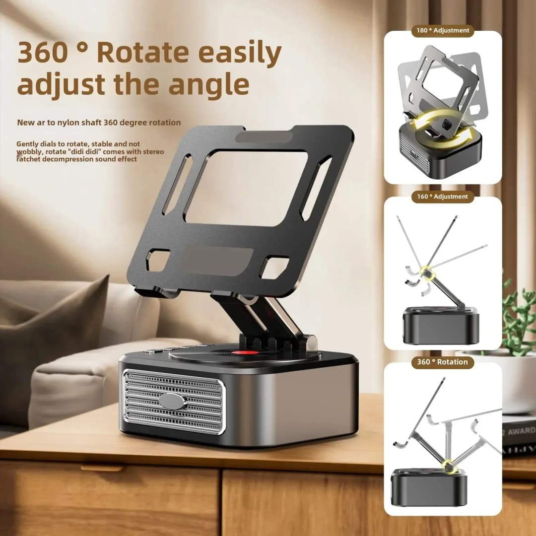 سماعة بلوتوث 5.3 متعددة الوظائف 3 في 1 مع حامل جهاز لوحي سماعة لاسلكية قابلة للطي تدعم شحن بنك الطاقة لمكالمات الفيديو المباشرة - 2