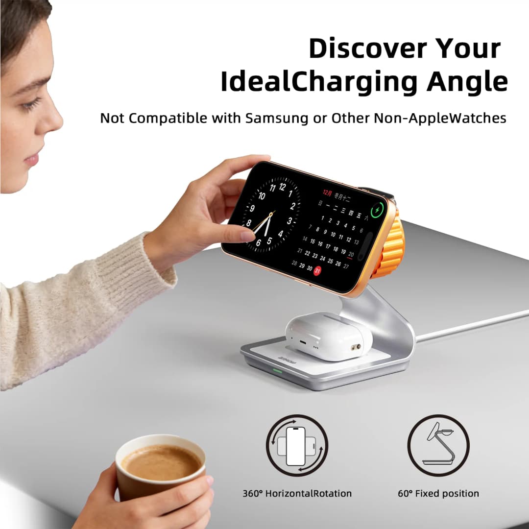 Bonola Magnetic 3 in 1 Wireless Charger for iPhone 17/16/15/13/14/12 30W Wireless Charging Station for Apple Watch/AirPods Pro - 2