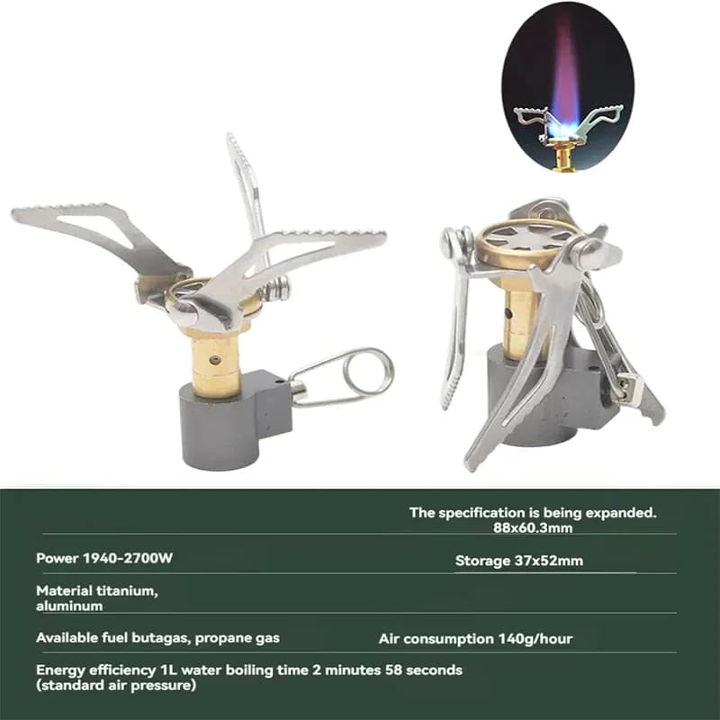 DHTB-3000T موقد غاز تخييم صغير محمول، موقد جيب قطعة واحدة، طهي قابل للطي أثناء التنزه في الهواء الطلق، فرن محمول - 6