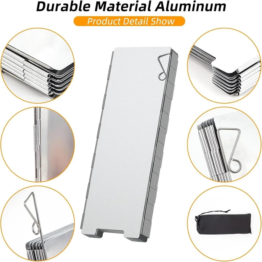 8/10/12/14/16 لوحات واقي موقد من الألومنيوم مع حقيبة تخزين لمواقد التخييم التي تعمل بالبيوتان - 2