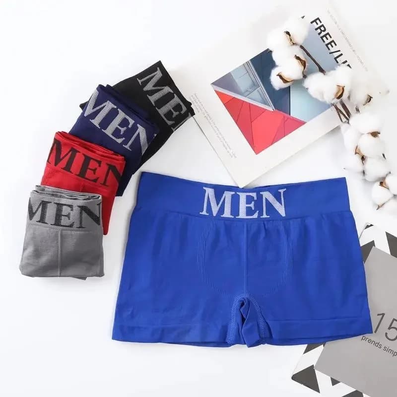 5 PCs Men's High Elastic Plain Color Comfortable Boxer Briefs Panties Breathable Pantyhose - 5