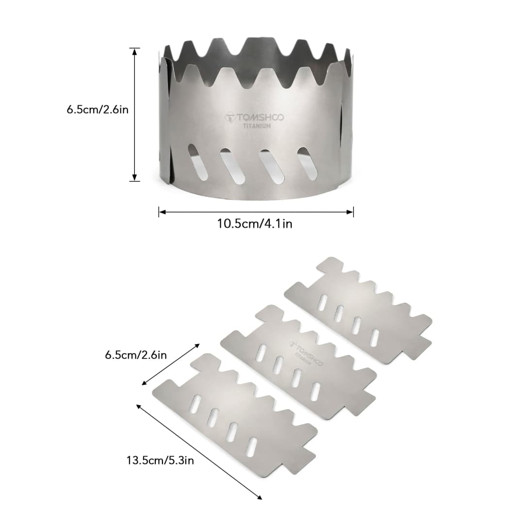 Tomshoo Portable Titanium Wind Shield for Gas Stove Alcohol Stove Ultralight Rack Stand Windscreen for Outdoor Camping Hiking - 3