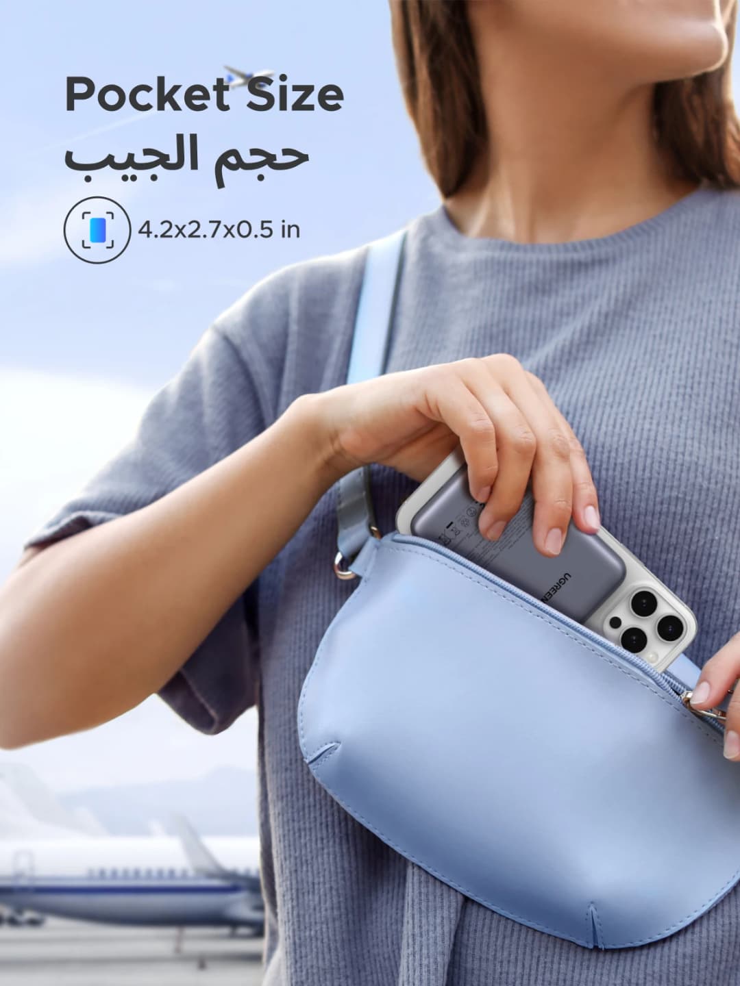 يوجرين بنك طاقة 5000 مللي أمبير مغناطيسي صغير محمول PD 15 واط شحن لاسلكي سريع لآيفون 17 16 15 برو ماكس 14 13 17 برو - 5