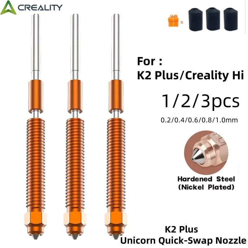 1/2/3PCS Creality K2 Plus Unicorn Quick-Swap Nozzle Kit, For Creality K2 Plus 3D Printer (0.2/0.4/0.6/0.8/1.0mm)