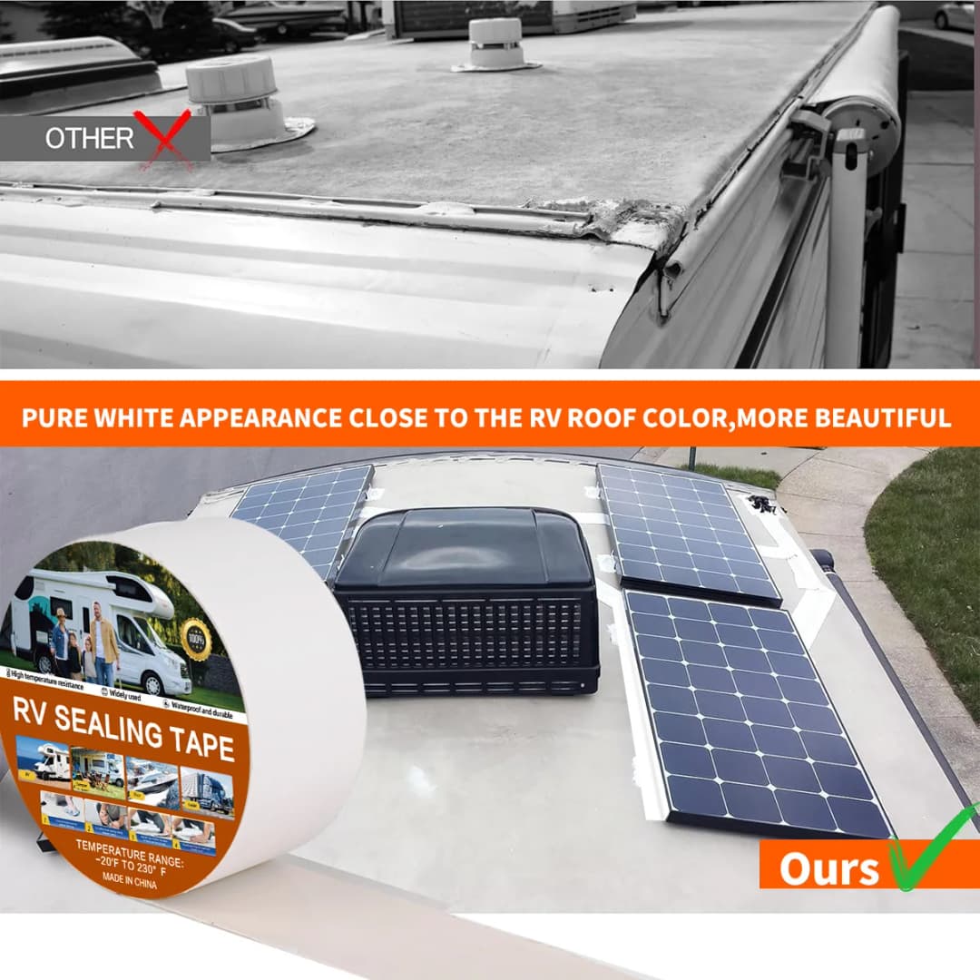 شريط عازل أبيض مقاوم للماء للمركبات الترفيهية - شريط عزل مقاوم للعوامل الجوية لإصلاح تسريبات الأسطح والمقطورات والقوارب - 6