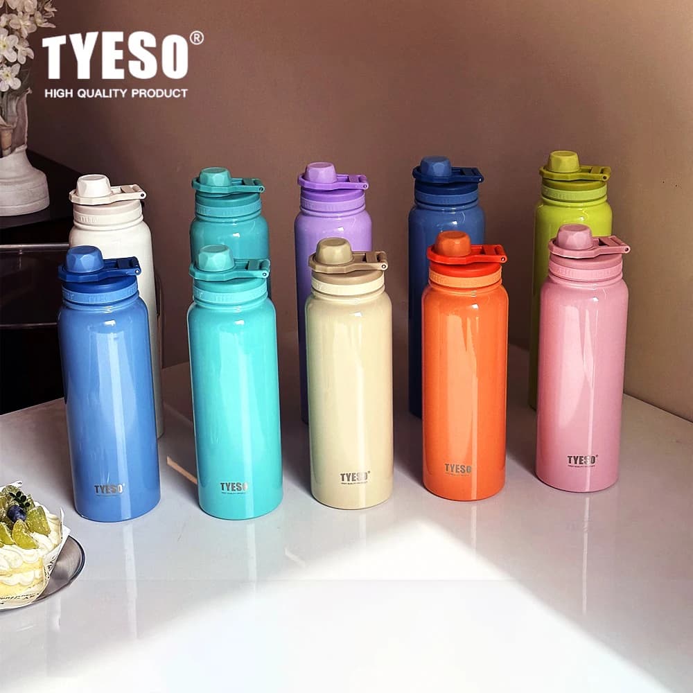 زجاجة ترمس TYESO قارورة معزولة لكوب ماء للسفر والرياضة الخارجية قوارير فراغية كوب حراري من الفولاذ المقاوم للصدأ