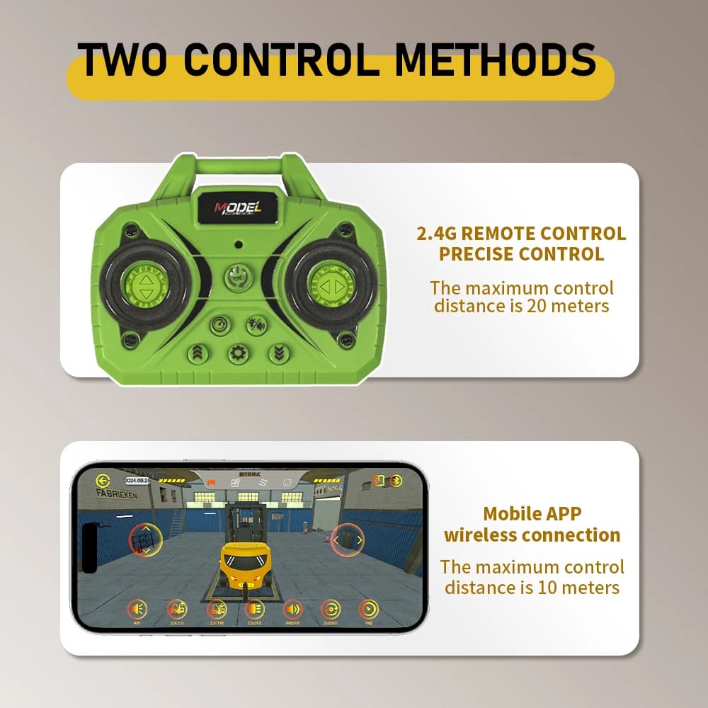 سيارة لعبة صغيرة من السبائك 1:64 رافعة وشاحنة رافعة شوكية بتحكم عن بعد عبر البلوتوث مع مقطورة هدية عيد الميلاد في صندوق ملون - 6