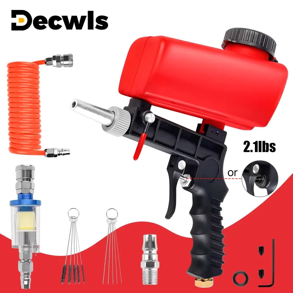 مسدس السفع الرملي قابل للتعديل، آلة السفع الرملي المنزلية المحمولة 90 رطل لكل بوصة مربعة، مجموعة مسدس السفع الرملي الصغيرة المحمولة باليد، أدوات تعمل بالهواء المضغوط