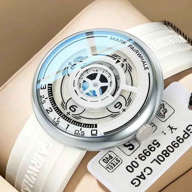 مارك فير ويل 5990 جديدة 2025 موضة أصلية فريدة من نوعها ساعة كوارتز سيليكون رجالية إضاءة ليلية ساعة رياضية - 3