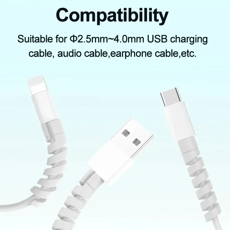 10PCS Silicone Spiral Winder Data Cable Cable Protector USB Charger Wire Savers Cover For Phone Mouse Earphone Cord Protection - 3