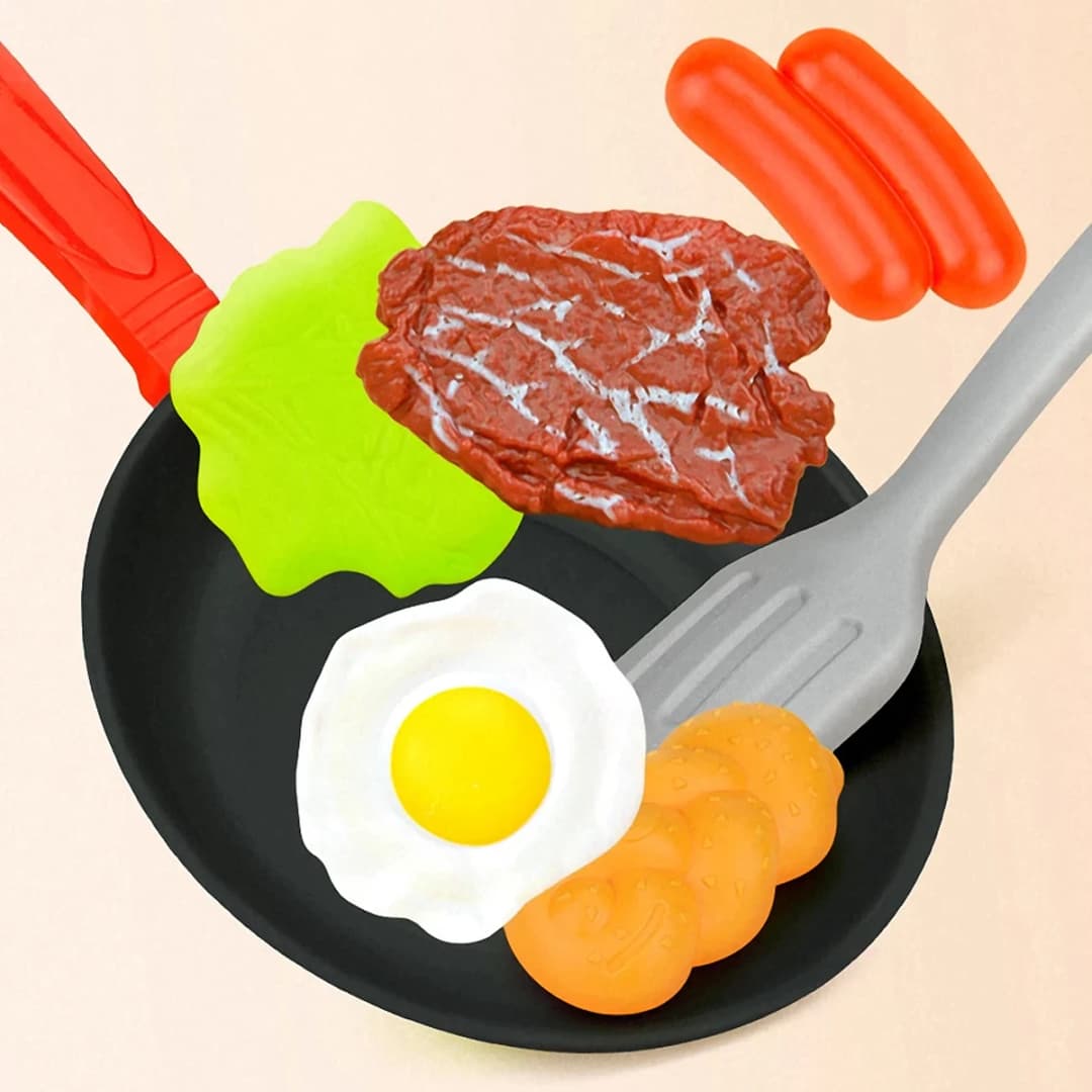 8PCS Kitchen Food Toys for Kids Simulation Kitchenware Pretend Play Steak Vegetable Pot Bread Hot Dog Food Children Girl Toy - 3