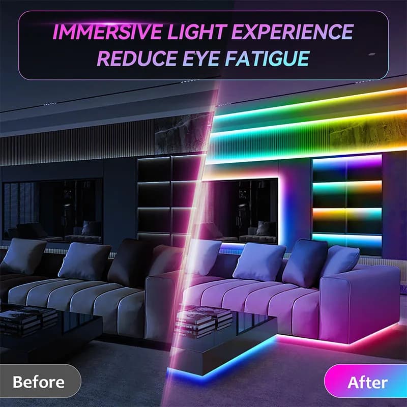 أضواء شريط ليد بلوتوث ذكية SMD 5050 تحكم عن بعد بالتطبيق شريط مرن دايود مصباح إضاءة خلفية للتلفزيون ديكور غرفة الألعاب والمنزل - 5