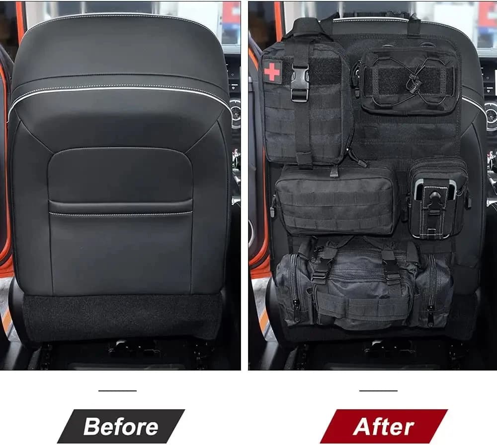 Car Rear Seat Tactical Storage Bag with 5 Molle Pouch Vehicle Molle Panel Organizer,,Hanging Bag Universal Fits for All Vehicel - 5