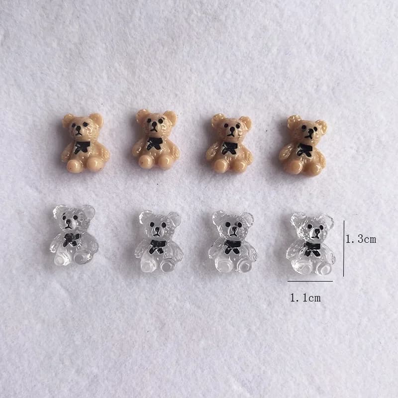 Nail Art Cute Bear Jewelry Metal Frosted Three-Dimensional Candy 3D Cartoon Crown Bear White Cute Nail Charms 네일파츠 - 5
