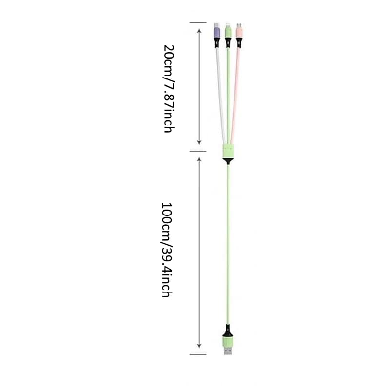 كابل شحن 3 في 1 نوع C/Micro b/iPhone Macarone للاستخدام مع iPhone وHuawei وSamsung والهواتف الذكية - 6