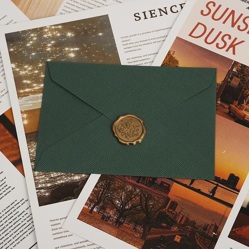 10pcs Linen-Textured Envelope Set with Wax Seal - Retro Western Specialty Paper for Love Letters Invitations Linen Envelopes - 6