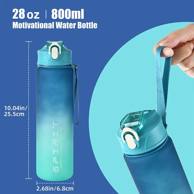 1PCS 800ML Large Capacity Sports Water Bottle Leak Proof Colorful Plastic Cup Drinking Outdoor Travel Portable Gym Fitness Jugs - 5