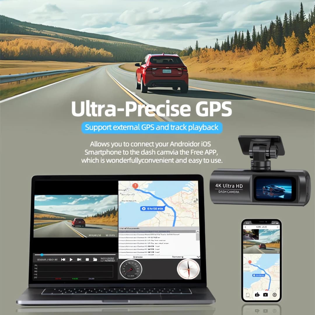 Dash Cam 4K 3840*2160P GPS WIFI Car DVR Front and Rear Dual Lens Auto Car Camera With Night Vision Dashcam 24H Parking Monitor - 5