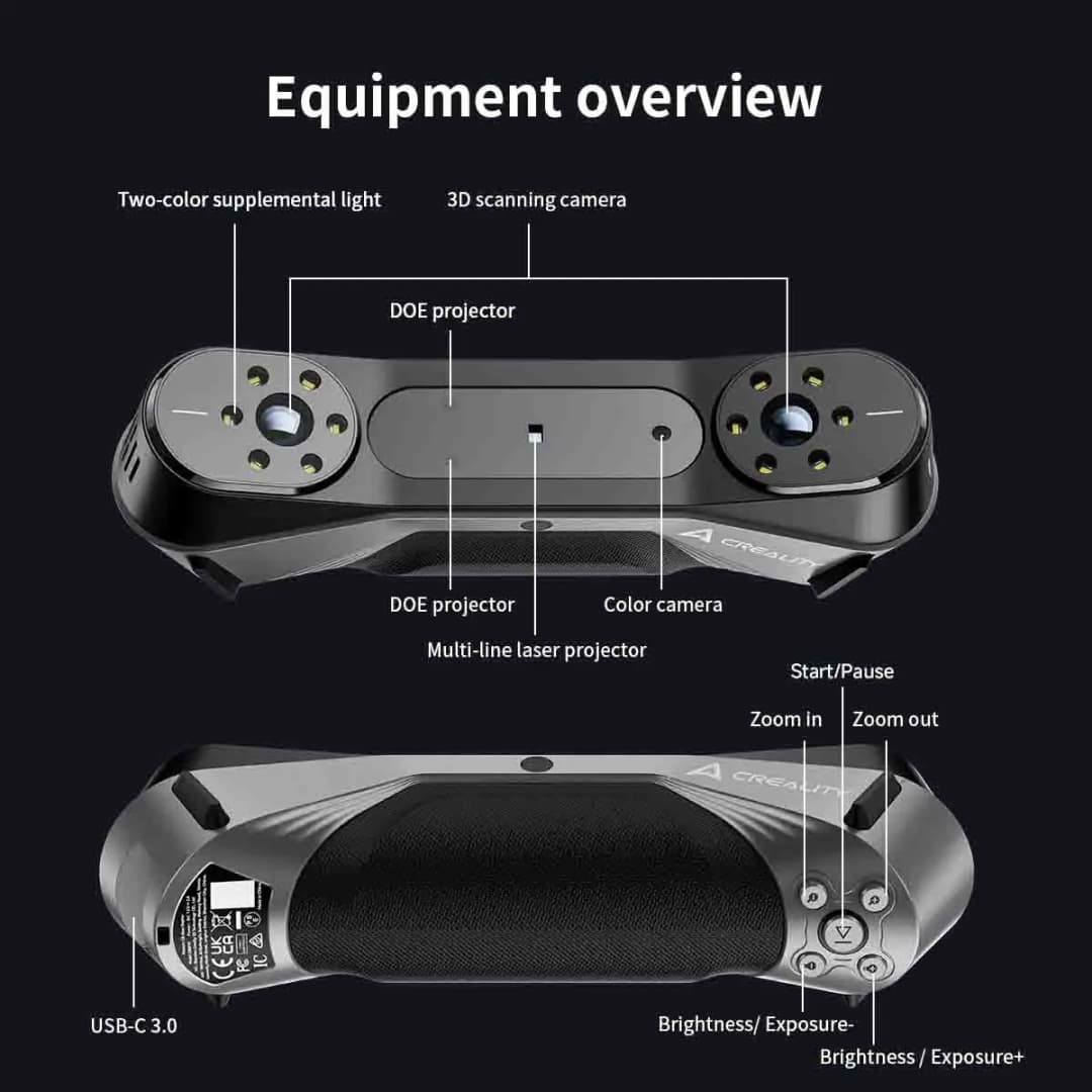 Creality 3D Scanner Raptor CR-Scan 3D Printing Handheld Scan 0.02 mm Accuracy 60fps Scanning Speed Blue Laser NIR Light Scanner - 4