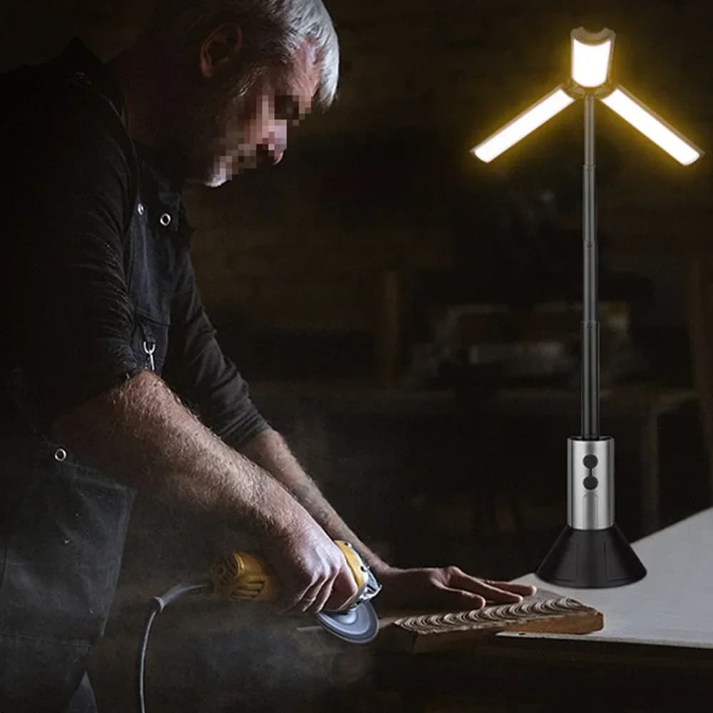 مصباح تخييم تلسكوبي قابل للطي 3 أوضاع إضاءة بطارية 3000 مللي أمبير إضاءة خيمة إمدادات خارجية محمولة قابلة لإعادة الشحن - 6